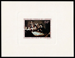 1970 150fr 'The Anatomy Lesson of Dr. Nicolaes Tulp' by Rembrandt, Republic of Cameroon, Airmail, Proof Sunken Sheetlet