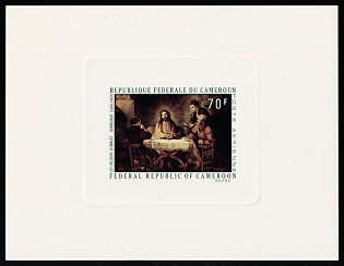 1970 70fr 'The Supper at Emmaus' by Rembrandt, Republic of Cameroon, Airmail, Proof Sunken Sheetlet