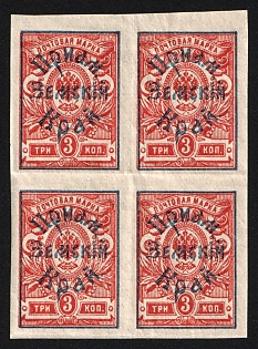 1922 4x3k Priamur Rural Province (general Diterikhs), Far East Vladivostok, Russia, Civil War, Block of Four