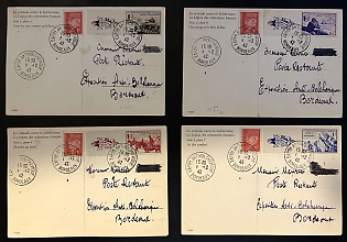 1942 French Legion, Germany, Picture Postcards loccally adressed in Bordeaux franked with Coupons