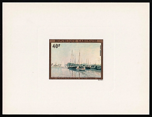 1974 40fr 'Pleasure Boats' by Claude Monet, Gabonese Republic, Proof Sunken Sheetlet