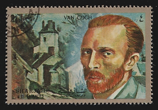1972 'Self-Portrait' by Vincent van Gogh, Sharjah and Dependencies (United Arab Emirates), Airmail
