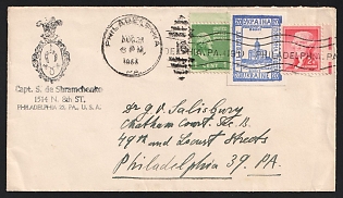 1955 (21 Aug) Chelm (Cholm), German Occupation of Ukraine, Germany, Underground Post, Cover by Captain Shramchenko locally addressed in Philadelphia franked with 20gr Provisional issue and 1c and 2c United States stamps