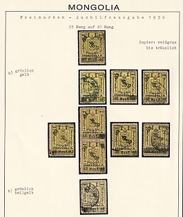 1926 25m Mongolia, Black Overprints, Varieties
