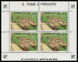 1990 100th Anniversary of the Death of Vincent Van Gogh, Democratic Republic of Sao Tome and Principe, Miniature Sheet