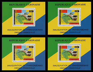 1986 Opening of the 3rd Section of the Trans-Gabon Railway, Gabonese Republic, Souvenir Sheets