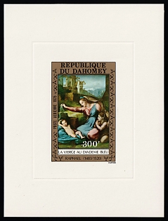 1975 300f 'The First Virgin with the Blue Diadem' Raphael, People's Republic of Benin, Airmail, Proof Sunken Sheetlet