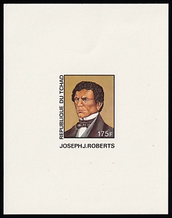 1977 175fr Personalities: Joseph J. Roberts, Republic of Chad, Imperforate Proof Sheetlet