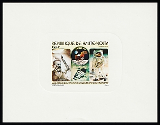 1978 60fr 20th Anniversary of the Apollo 11 Flight, Republic of Upper Volta (Burkina Faso), Proof Sunken Sheetlet