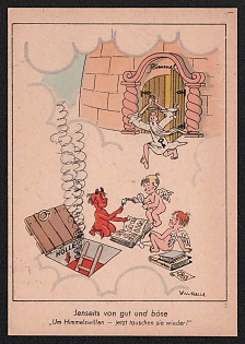 1951 Federal Republic of Germany,Philatelic caricature Commemorative Picture Postcard franked with 4pf (Michel 124)