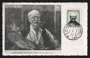 1952 (25 Nov)  Italian Republic, Self-portrait by Antonio Mancini Commemorative Picture Postcard tied by special philatelic handstamp