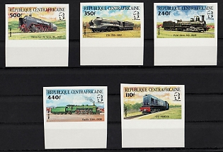 1984 Locomotives, Central African Republic, Imperforate Variety, Margins