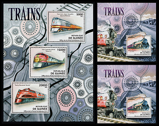 2012 Locomotives of American Railroads, Republic of Guinea, Souvenir Sheets