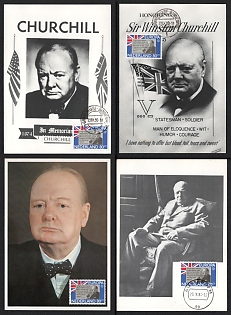 1980 (23 Sep) Kingdom of the Netherlands, Thematic Group of Honoring Sir Winston Churchill Painting Postcards