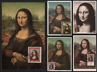 1952 -1967 (19 Dec) Federal Republic of Germany and Kathiri State of Seiyun, Thematic Group of Mona Lisa by L. Da Vinci Picture Postcards