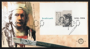 2006 (15 Jul)Kingdom of the Netherlands, 400th Anniversary of Rembrandt Birth First Day Cover with Rembrandt's Paintings