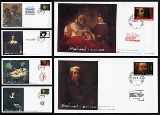 2006 Kingdom of the Netherlands, 400th Anniversary of Rembrandt Birth Covers with Rembrandt's Paintings