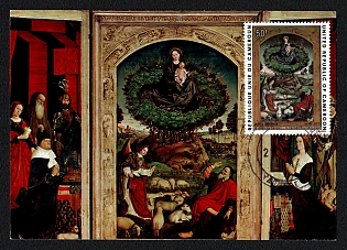 1975 (25 Dec) United Republic of Cameroon, Burning Bush Triptych by Nicolas Froment First Day Picture Postcard