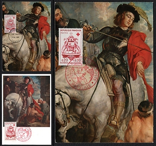 1960 (03 Dec) French Republic, 'Saint Martin and the Beggar' by Anthony van Dyck First Day Picture Postcards