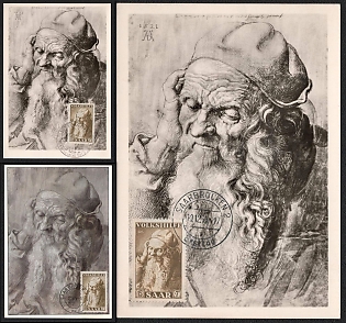 1955 Saar Protectorate, 'Head of an Old Man' by Albrecht Durer Pictrue Postcards