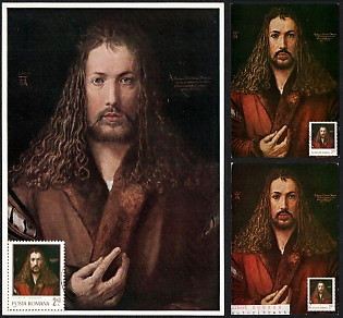 1971 Socialist Republic of Romania, 'Self-Portrait at Twenty-Eight' by Albrecht Durer Pictrue Postcards
