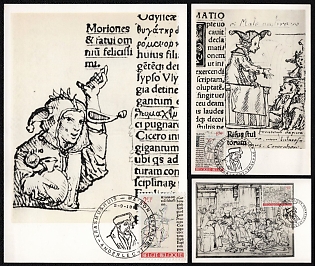 1967 (02 Sep) Kingdom of Belgium, `Stultitiae Laus` written by Erasmus Roterodamus and illustrations drawn by Hans Holbein the Younger Picture Postcard