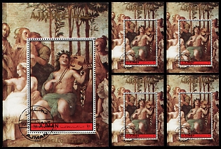 1972 Painting by Raphael, Emirate of Ajman (United Arab Emirates), Perforated Souvenir Sheets