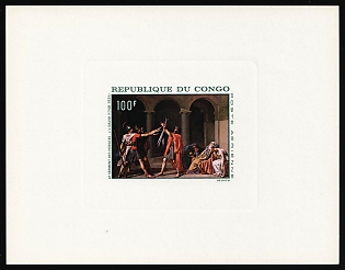 1968 100fr 'Oath of the Horatii' by Jacques-Louis David, Republic of the Congo, Airmail, Imperforate Proof Sunken Sheetlet