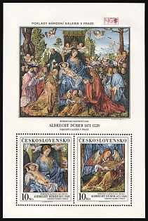 1989 'Feast of the Rosary Detail' by Albrecht Durer, Works of Art from the National Gallery Prague, Czechoslovakia, Miniature Sheet