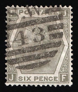 1873 6d Great Britain, Queen Victoria