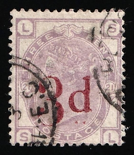 1883 3d on 3d Great Britain, Queen Victoria, Plate 21