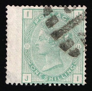 1875 1s Great Britain, Queen Victoria, Plate 11, Wing Margin