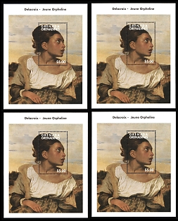 1998 Paintings from the Louvre Museum, Delacroix, Grenadines of Grenada, Souvenir Sheets