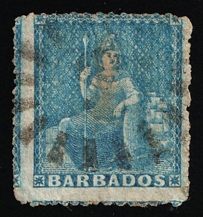 1861 (1d) Barbados, British Colonies, Rebound Perforation