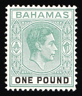 1938 1p Bahamas, British Colonies, King George VI, Grey-Green and Black