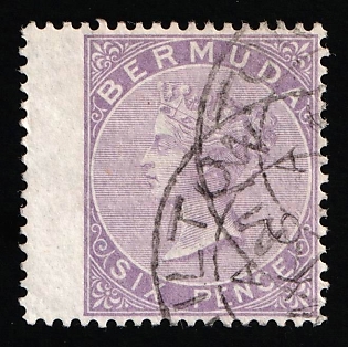 1865 6d Bermuda, British Colonies, Queen Victoria, Wing Margin