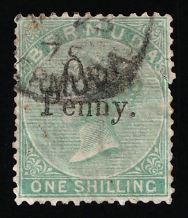 1875 1d on 1s Bermuda, British Colonies, Queen Victoria