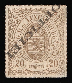 1875 20c Luxembourg, Official Stamp, INVERTED Overprint