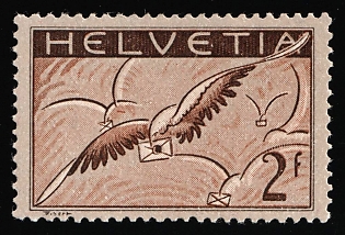 1930 2fr Switzerland, Airmail, Ordinary Paper