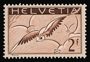 1935 2fr Switzerland, Airmail, Coated Paper