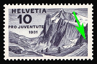 1931 10c Switzerland, UNPRINTED Tree