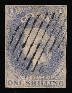 1859 1s Ceylon, British Colonies, Queen Victoria, Signed