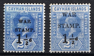 1917 Cayman Islands, British Colonies, King George V, Overprints