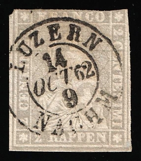 1862 2rp Switzerland, Luzern Postmark