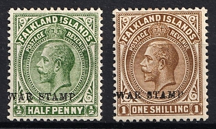 1918-20 Falkland Islands, British Colonies, King George V, SHIFTED Overprints