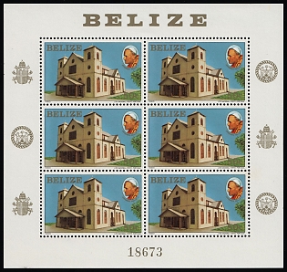 1983 Holy Redeemer Cathedral and the Pontiff, Belize, Miniature Sheet, Sheet Inscription