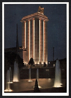 1937 'International Exhibition in Paris. The German House (Night View)', Third Reich Nazi Propaganda Picture Postcard