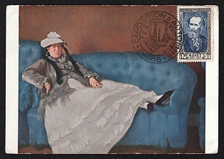 1954 (16 Oct) French Republic, 'Portrait of Madame Manet' by Edouard Manet, Picture Postcard franked with 12fr+3fr tied by Paris Autumn Exhibition Commemorative Cancellation