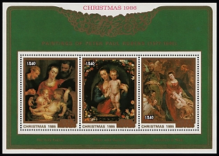1986 Christmas Rubens Paintings, Cook Islands, Souvenir Sheet