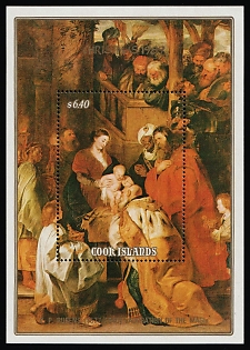 1989 Christmas, 'Adoration of the Magi' by Rubens, Cook Islands, Souvenir Sheet
